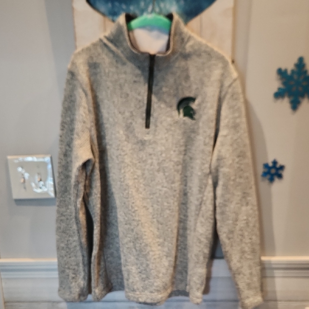 Proedge By Knights Apparel Michigan State Spartens Gray Quarter-Zip Sweater Sz M
